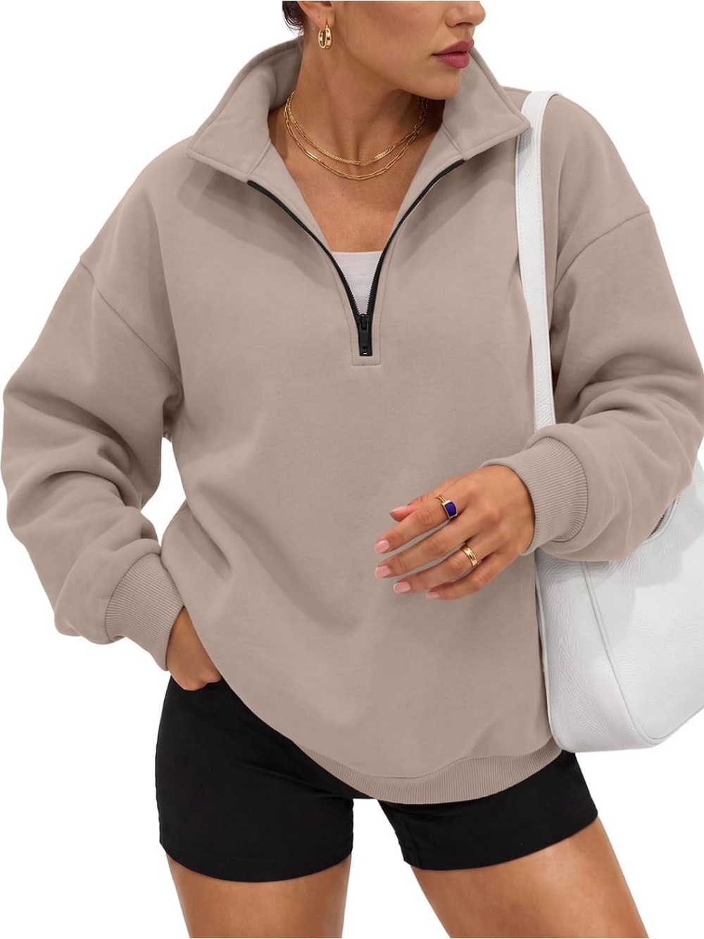 Oversized Sweatshirt Half Zip Pullover